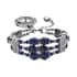 Strada Lapis Lazuli Beaded and Austrian Crystal Japanese Movement Bracelet Charm Watch in Silvertone (6.75- 8.25 In) 24.00 ctw image number 0