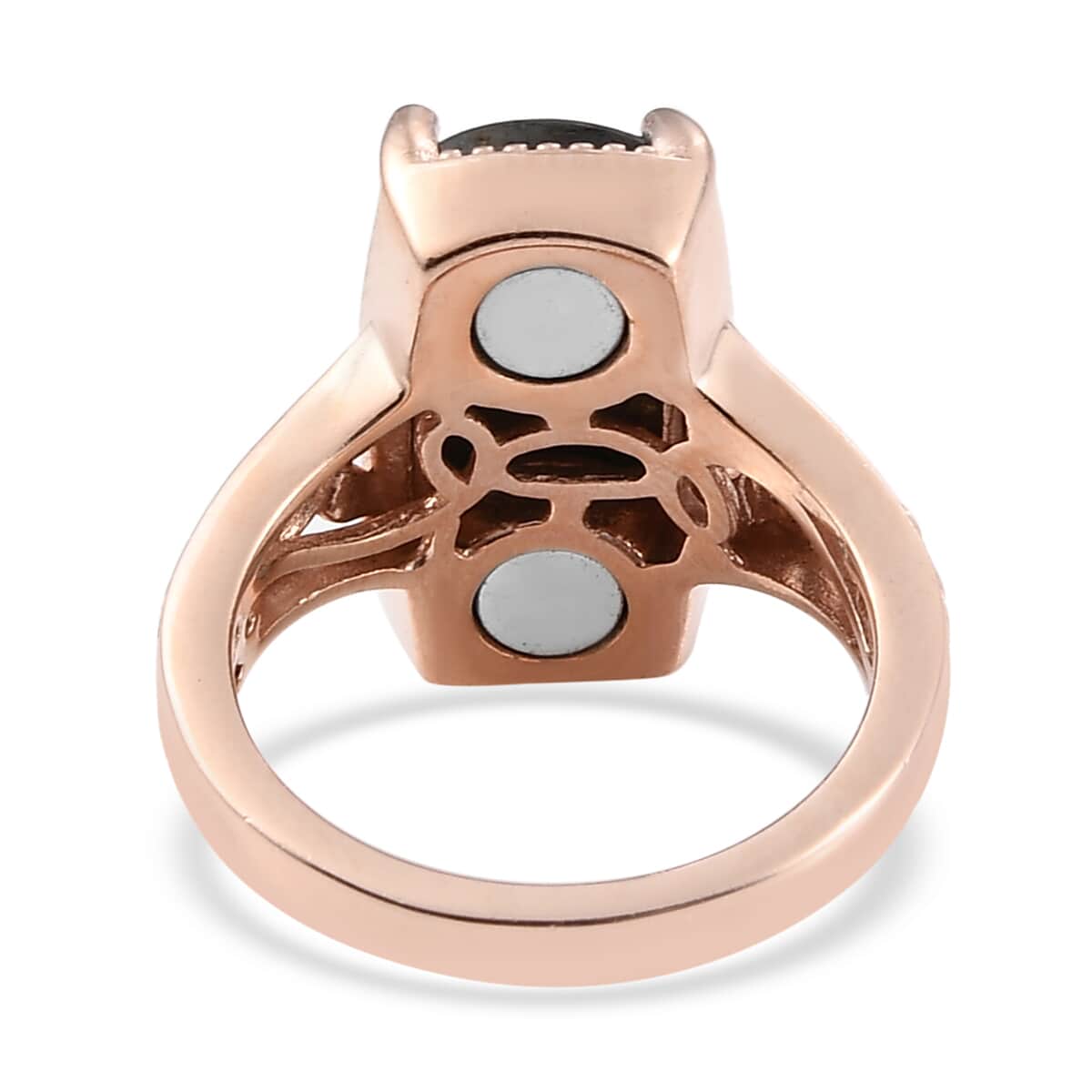 Matrix Silver Shungite Solitaire Ring in 14K Rose Gold Over Copper with Magnet (Size 6.0) 4.00 ctw image number 4
