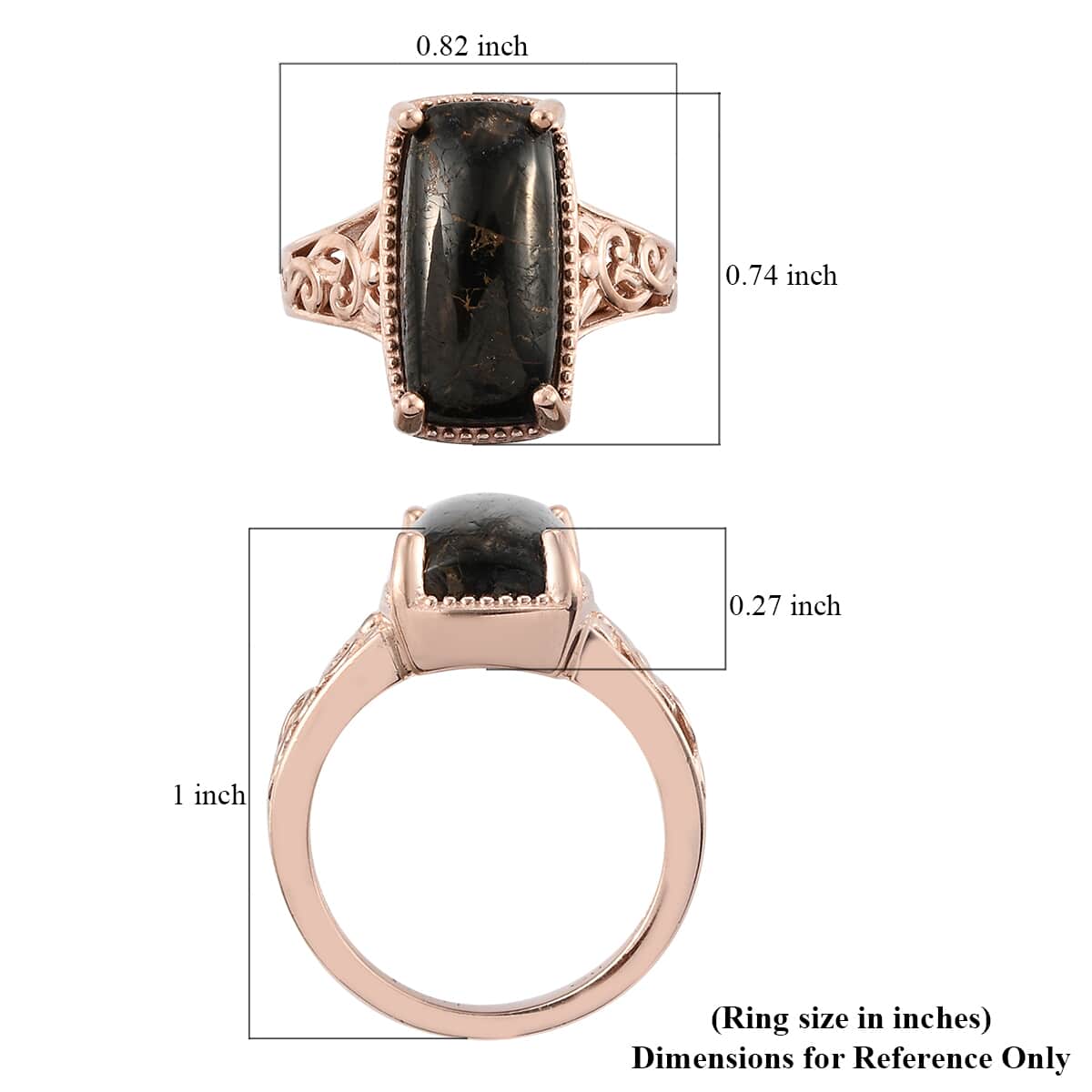 Matrix Silver Shungite Solitaire Ring in 14K Rose Gold Over Copper with Magnet (Size 6.0) 4.00 ctw image number 5