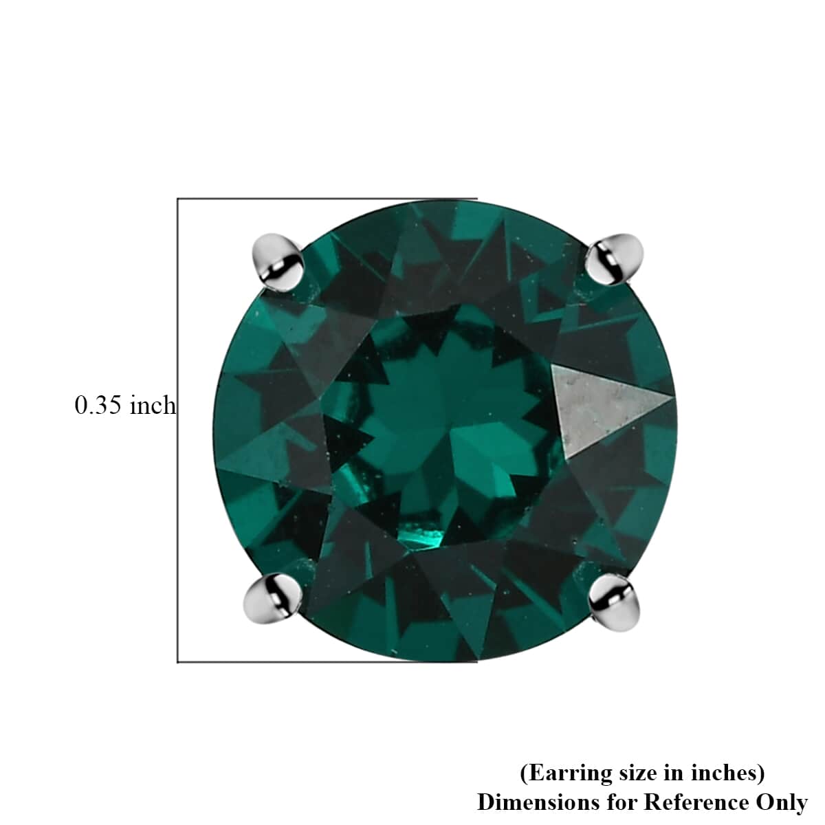 Emerald Crystal Solitaire Stud Earrings in Sterling Silver 3.70 ctw image number 4