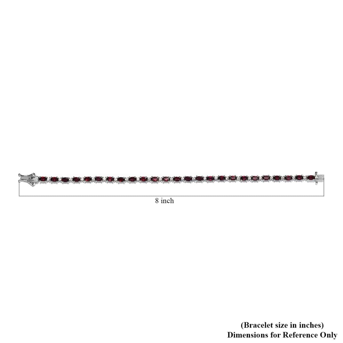 Anthill Garnet and White Zircon Tennis Bracelet in Platinum Over Sterling Silver (7.25 In) 7.90 ctw image number 4