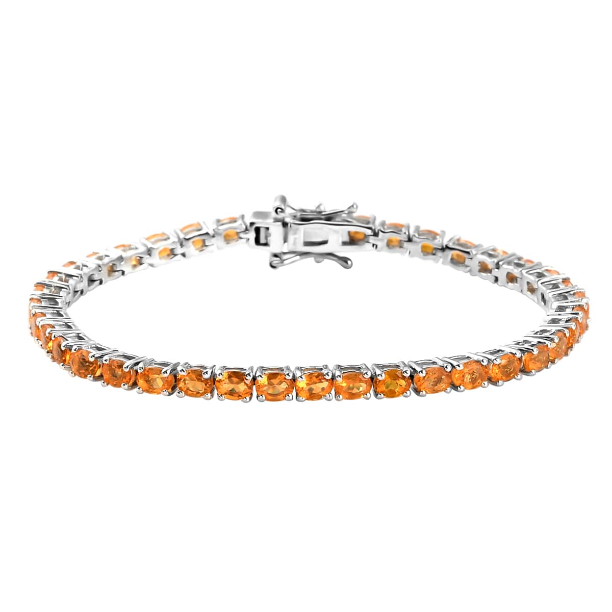 Mexican Fire Opal Tennis Bracelet in Platinum Over Sterling Silver (6.50 In) 4.90 ctw image number 0