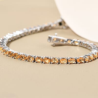 Mexican Fire Opal Tennis Bracelet in Platinum Over Sterling Silver (6.50 In) 4.90 ctw