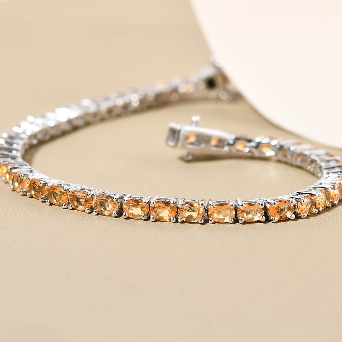 Mexican Fire Opal Tennis Bracelet in Platinum Over Sterling Silver (6.50 In) 4.90 ctw image number 1