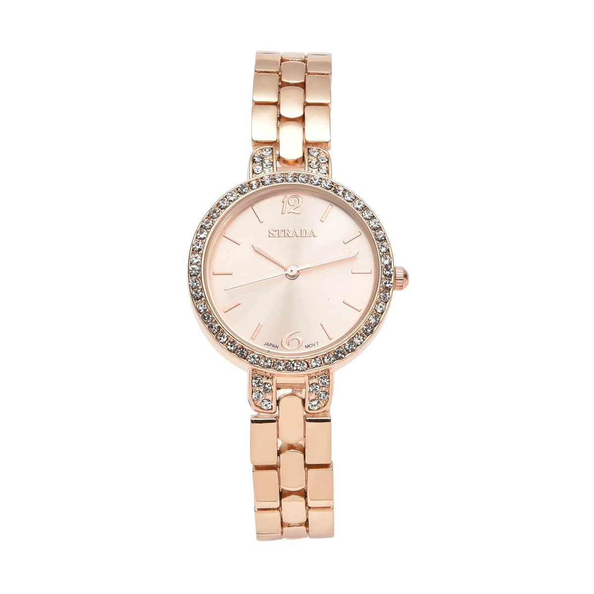Strada Austrian Crystal Japanese Movement Light Rose Gold Dial Watch in Rosetone (30.20mm) (6.0-7.25 Inch) image number 0