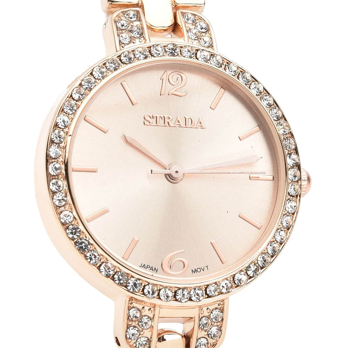 Strada Austrian Crystal Japanese Movement Light Rose Gold Dial Watch in Rosetone (30.20mm) (6.0-7.25 Inch) image number 3