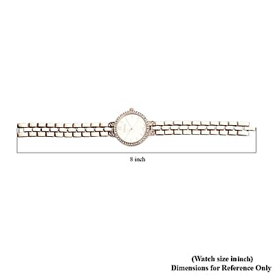 Strada Austrian Crystal Japanese Movement Light Rose Gold Dial Watch in Rosetone (30.20mm) (6.0-7.25 Inch)
