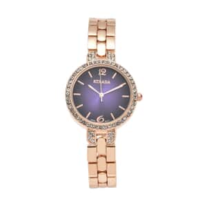 STRADA Austrian Crystal Japanese Movement Light Rose Gold Dial Watch in Rosetone (30.20mm) (6.0-7.25 Inch)