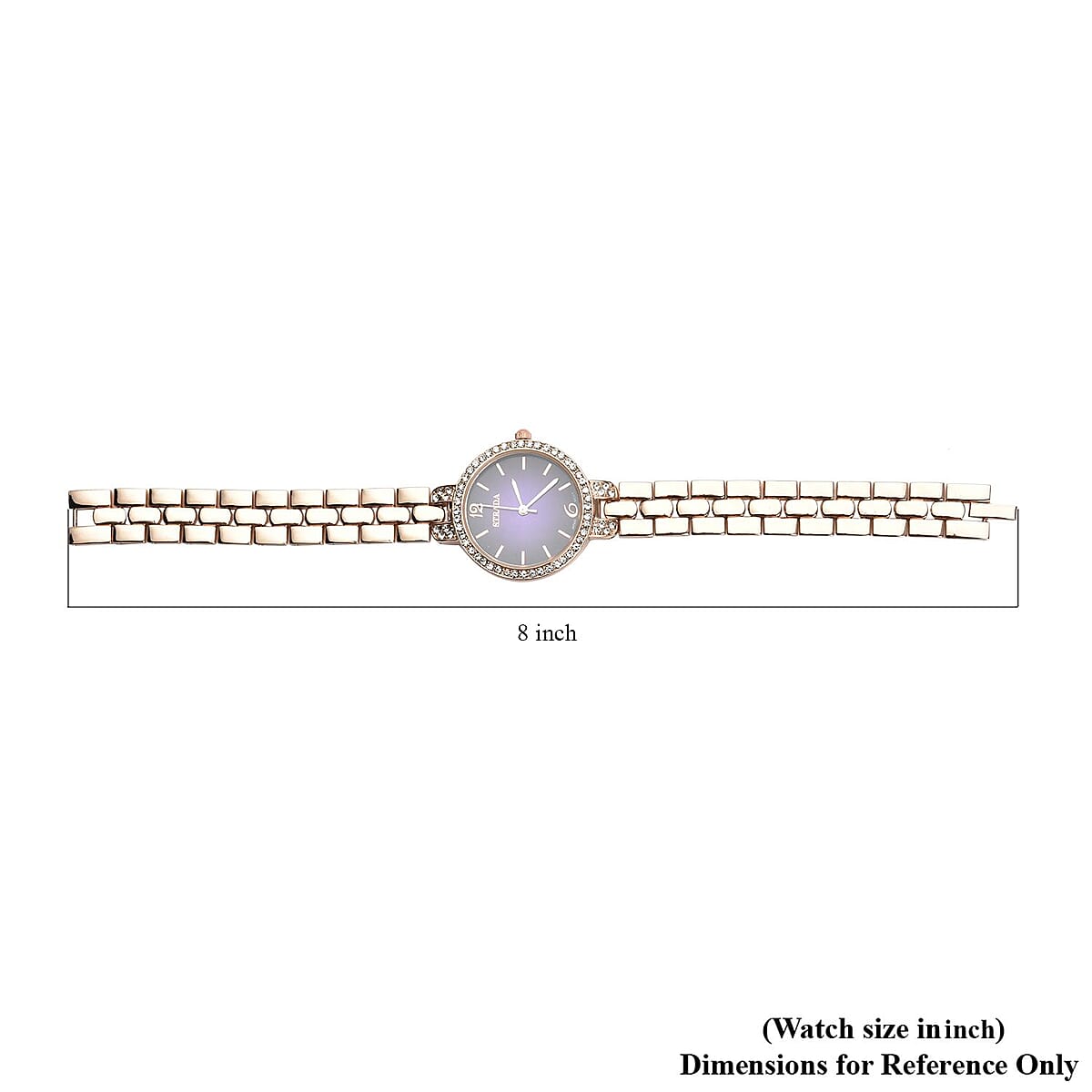 Strada Austrian Crystal Japanese Movement Purple Dial Watch in Goldtone (30.20mm) (6.0-7.25 Inch) image number 6