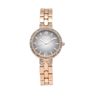 Strada Austrian Crystal Japanese Movement White Dial Watch in Rosetone (30.20mm) (6.0-7.25 Inch)