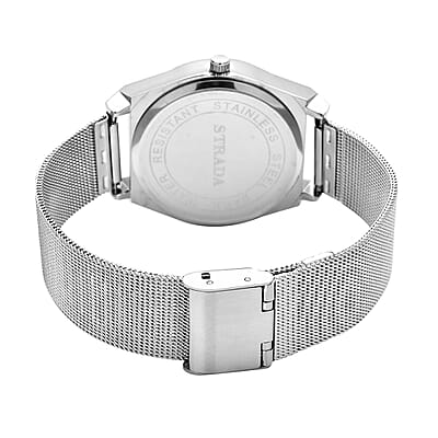 Strada Japanese Movement White Austrian Crystal Gradient Purple Sunshine Dial Watch with Stainless Steel Mesh Strap (39.37mm) (6.50-8.25 Inches)