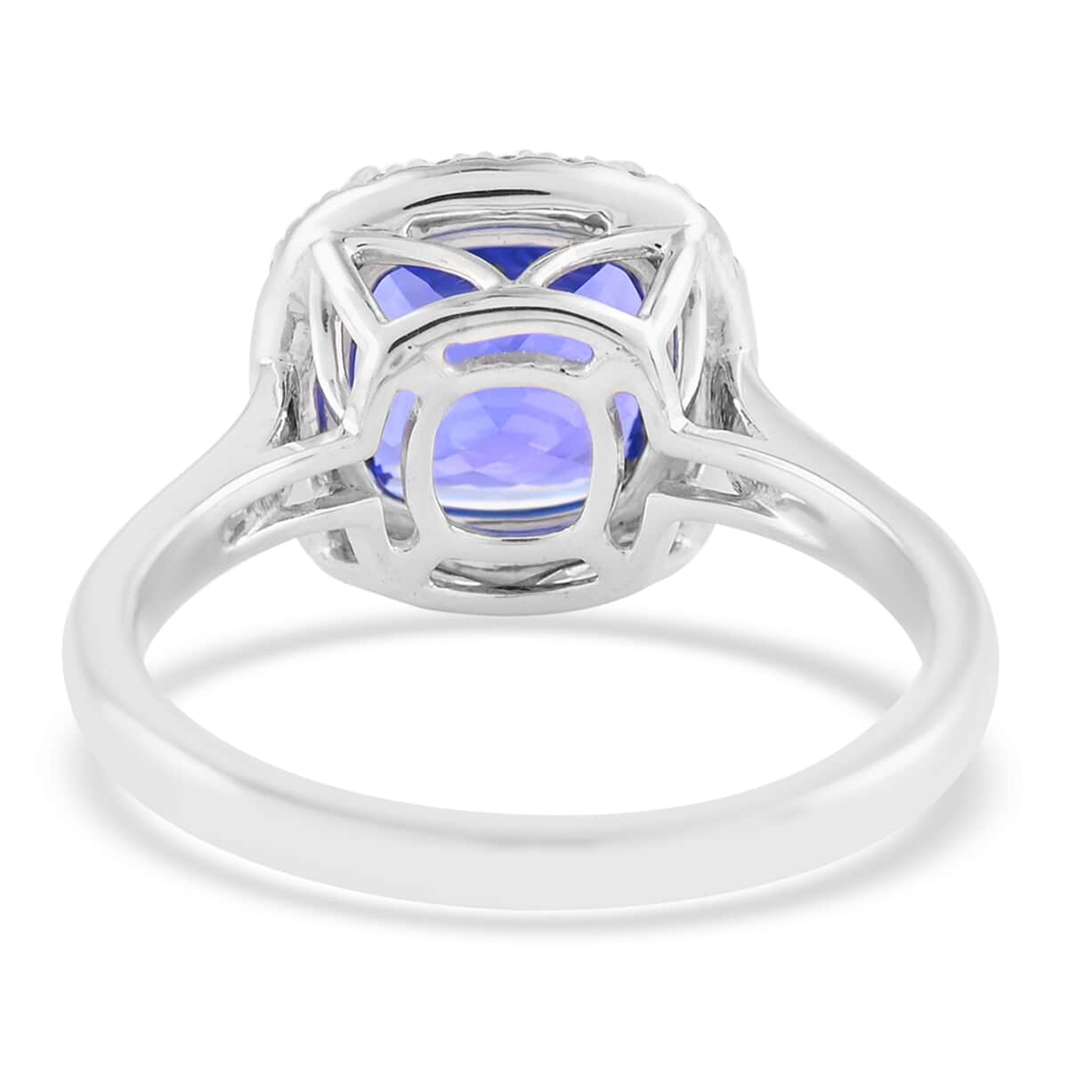 RED CARPET COLLECTION Certified and Appraised RHAPSODY 950 Platinum AAAA Tanzanite and E-F VS Diamond Halo Ring (Size 8.0) 5.50 Grams 3.20 ctw image number 4