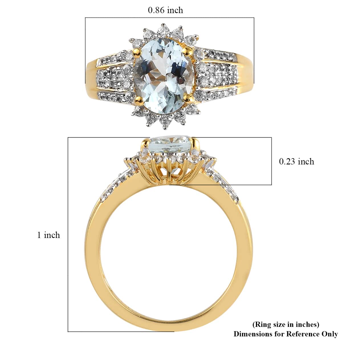 Espirito Santo Aquamarine and Natural White Zircon Floral Ring in Vermeil Yellow Gold Over Sterling Silver (Size 7.0) 2.25 ctw image number 5