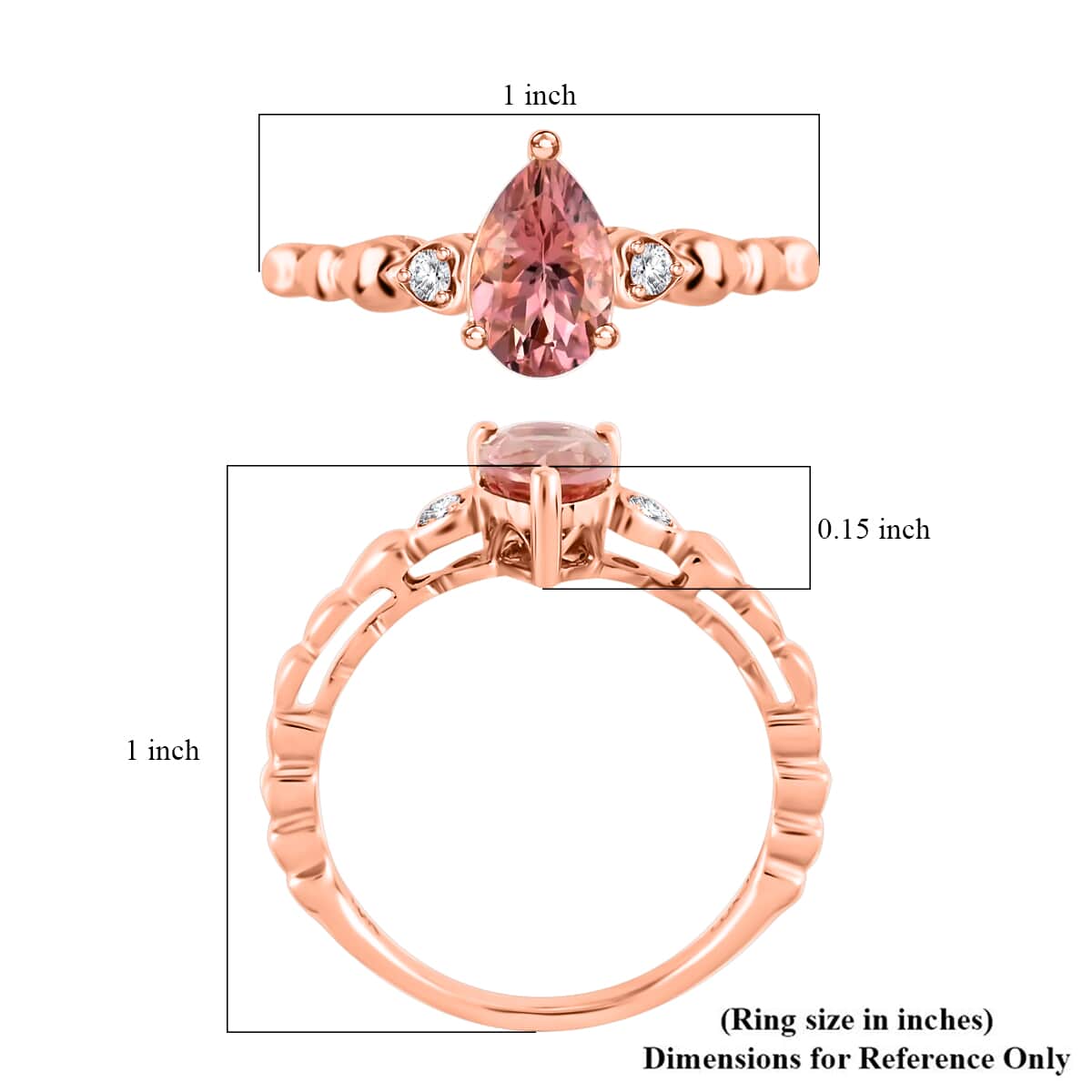 Certified & Appraised LUXORO 10K Rose Gold AAA Natural Blush Tourmaline and Diamond Ring 2.27 Grams 1.00 ctw image number 5