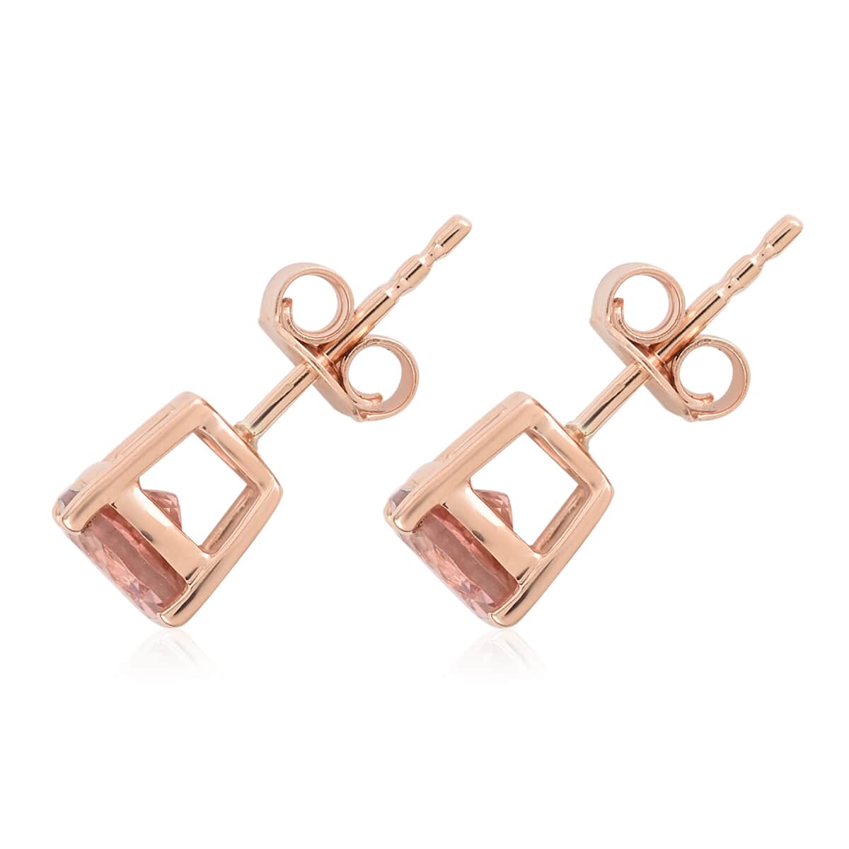 Certified Luxoro 10K Rose Gold AAA Blush Tourmaline Solitaire Stud Earrings 2.00 ctw image number 3