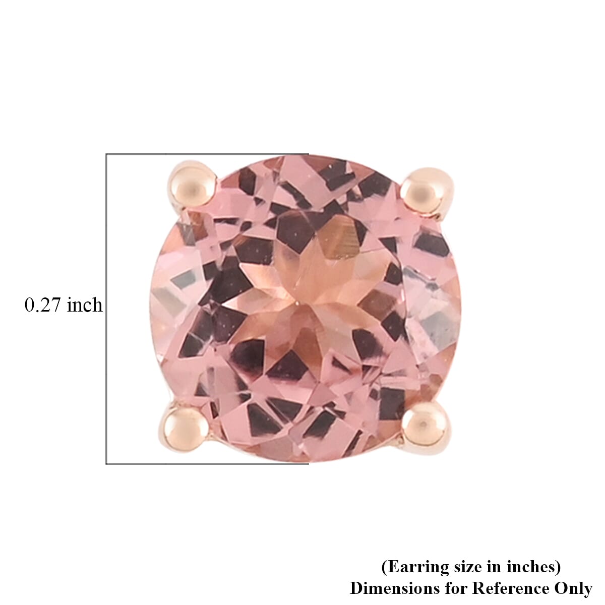 Certified and Appraised Luxoro 10K Rose Gold AAA Blush Tourmaline Solitaire Stud Earrings 2.00 ctw