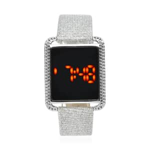 Strada Electronic Movement Digital Watch with Silver Color Faux Leather & Stardust Strap (34mm) (6.75-8.50 Inch)