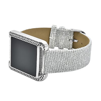 Strada Electronic Movement Digital Watch with Silver Color Faux Leather & Stardust Strap (34mm) (6.75-8.50 Inch)