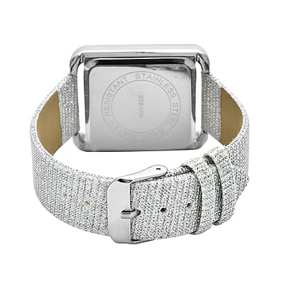 Strada Electronic Movement Digital Watch with Silver Color Faux Leather & Stardust Strap (34mm) (6.75-8.50 Inch)