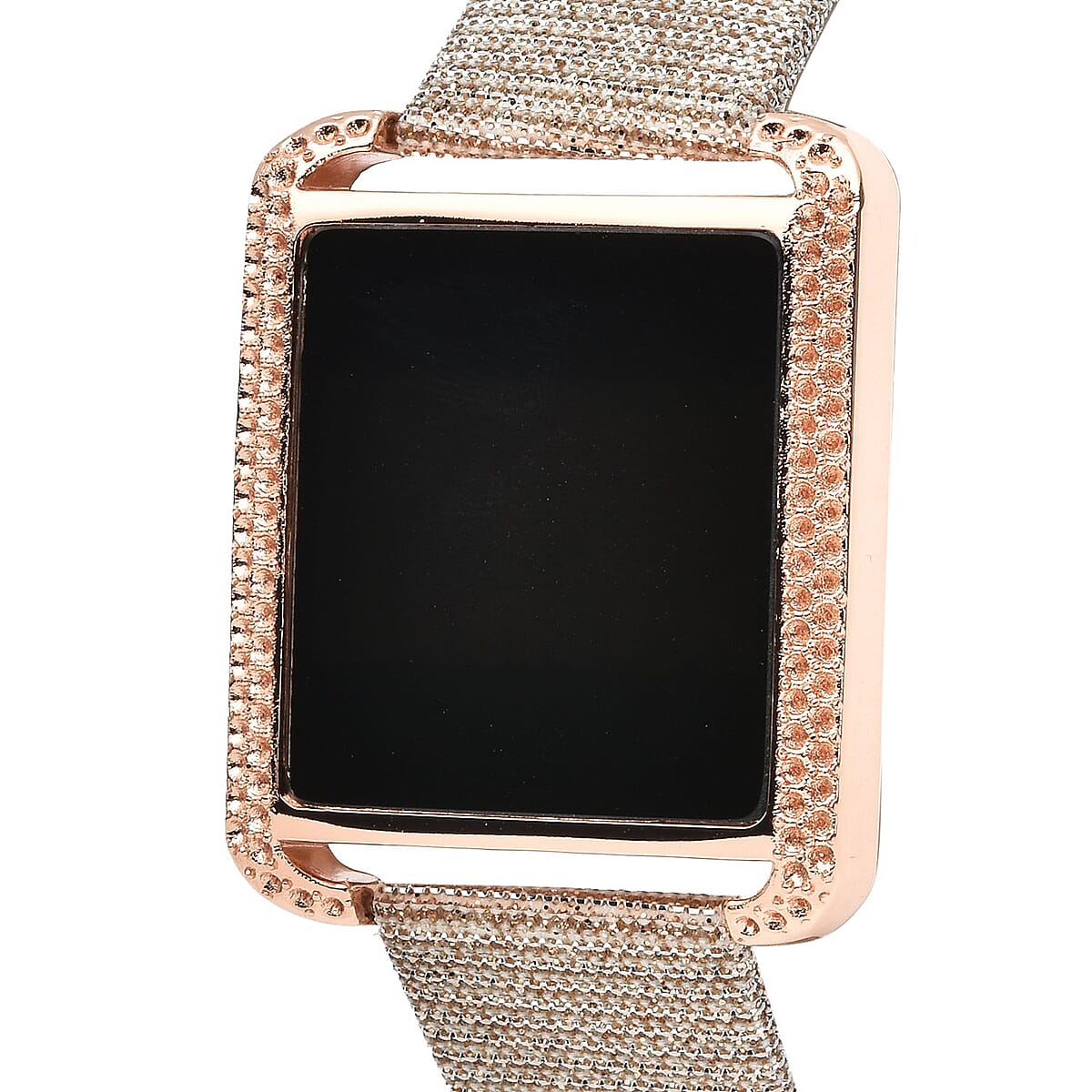 Strada Electronic Movement Digital Watch with Rose Gold Faux Leather & Stardust Strap (34mm) (6.75-8.50 Inch) image number 3