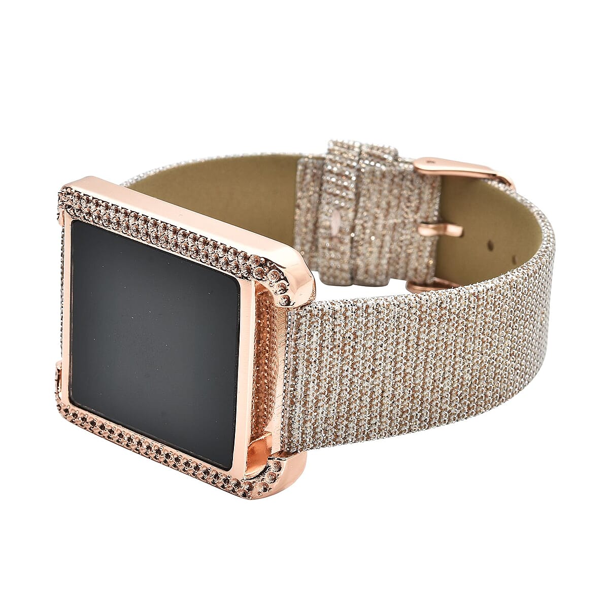 Strada Electronic Movement Digital Watch with Rose Gold Faux Leather & Stardust Strap (34mm) (6.75-8.50 Inch) image number 4