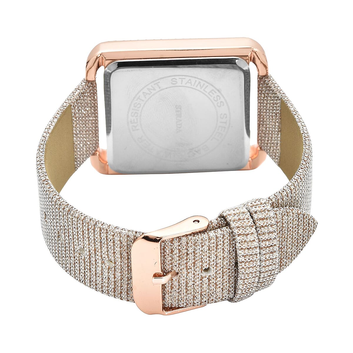 Strada Electronic Movement Digital Watch with Rose Gold Faux Leather & Stardust Strap (34mm) (6.75-8.50 Inch) image number 5