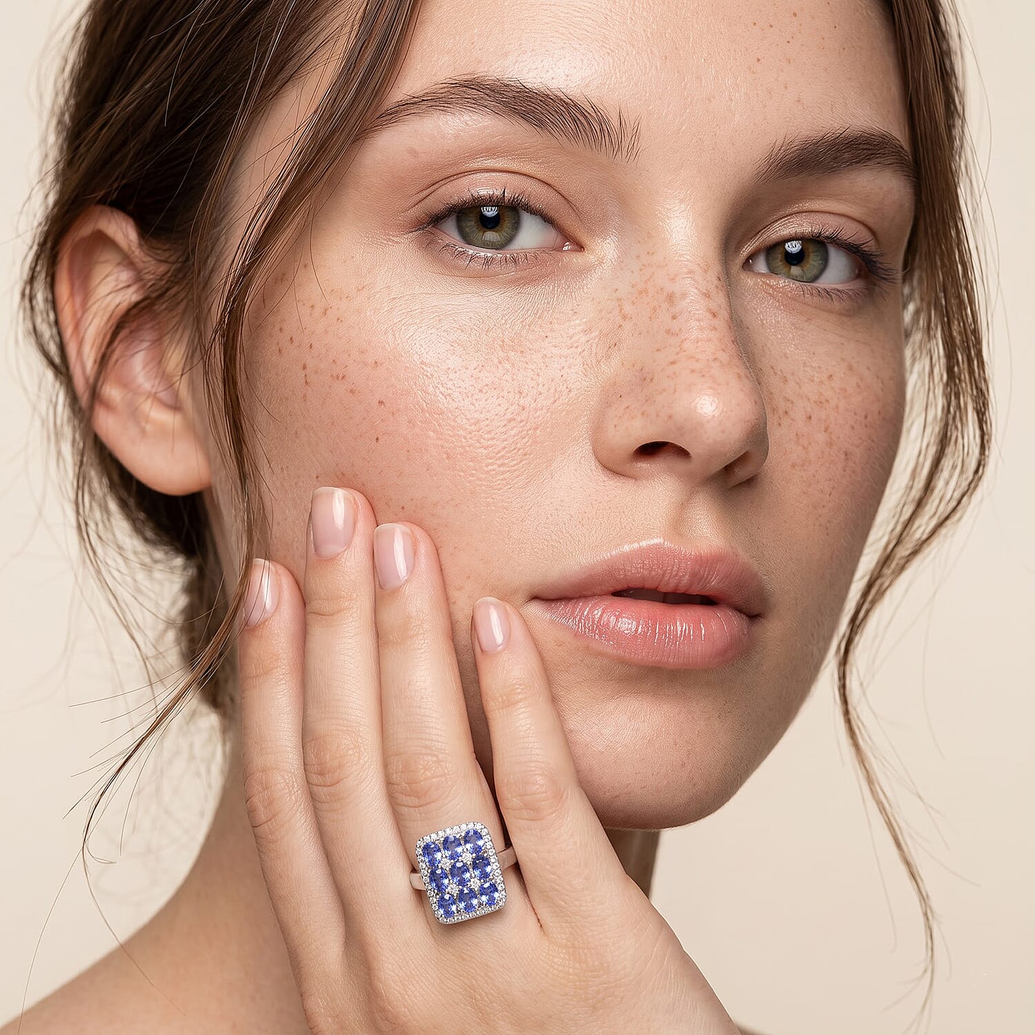 Tanzanite and Multi Gemstone 2.34 ctw Ring in Platinum Over Sterling Silver (Size 5.5)