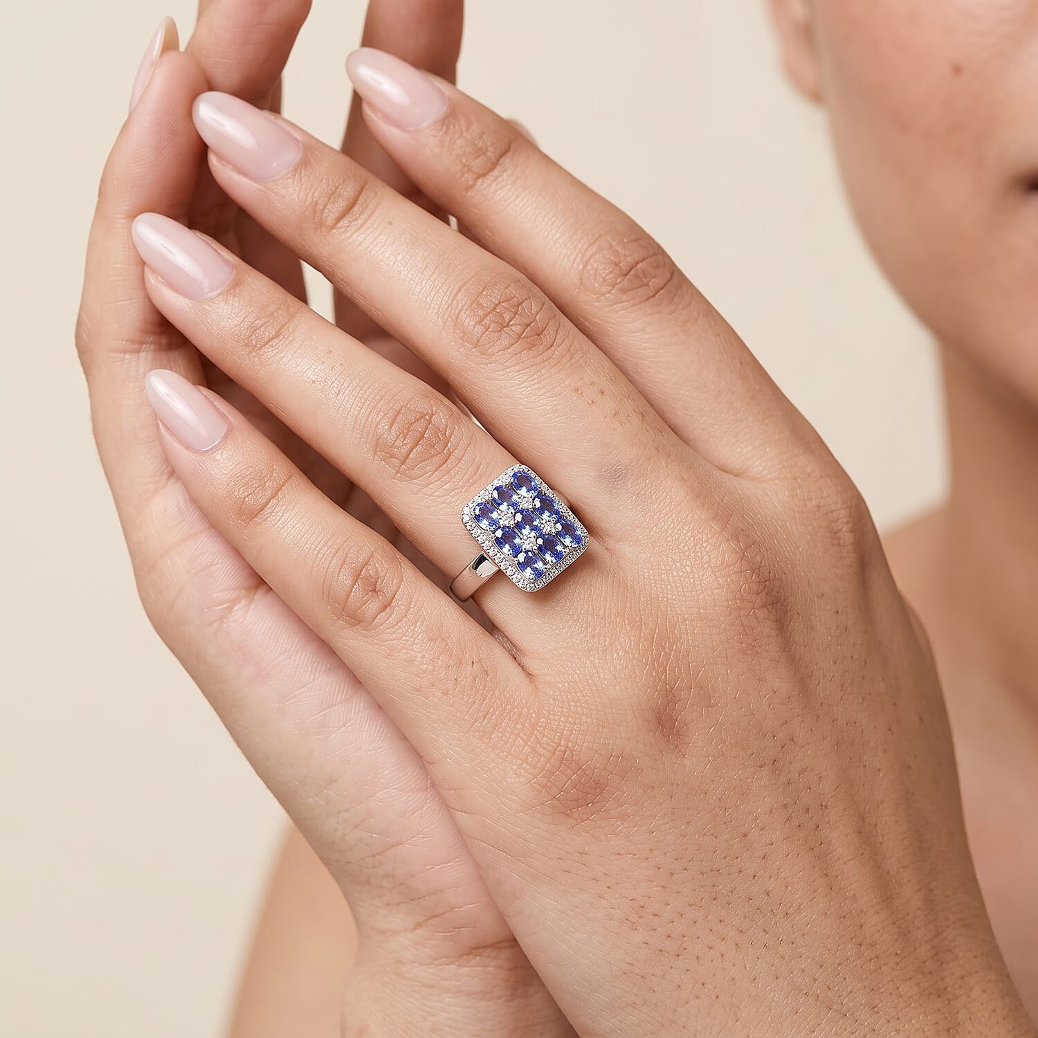 Tanzanite and Multi Gemstone 2.34 ctw Ring in Platinum Over Sterling Silver (Size 5.5)