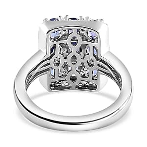Tanzanite and Multi Gemstone 2.34 ctw Ring in Platinum Over Sterling Silver (Size 5.5)