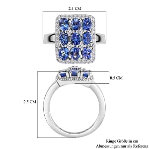 Tanzanite and Multi Gemstone 2.34 ctw Ring in Platinum Over Sterling Silver (Size 5.5)