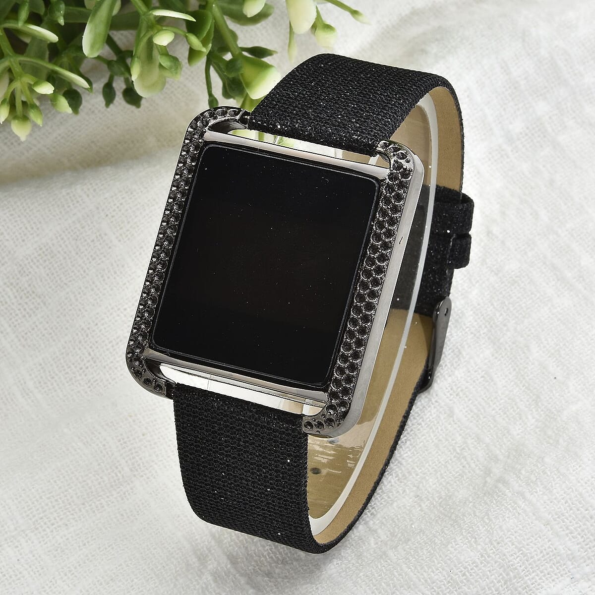 NWT Strada LED digital watch with 34mm lilac stardust strap Buy Strada Electronic Movement Digital Watch with Black Faux  main image 4