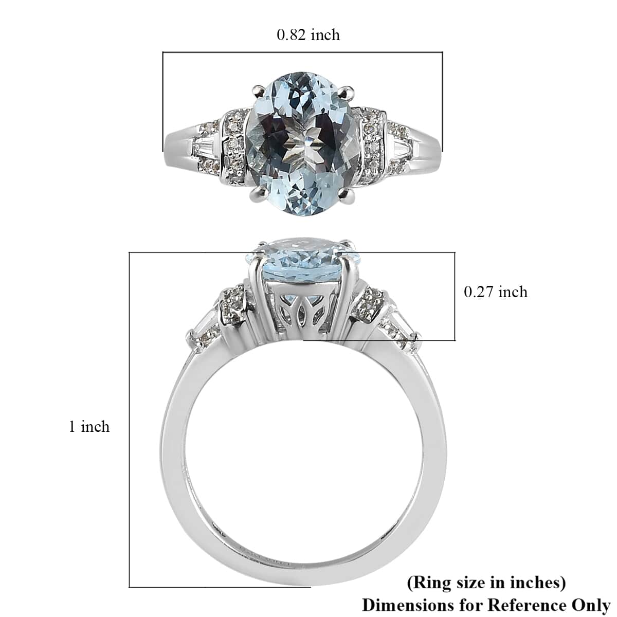Mangoro Aquamarine and White Zircon Ring in Platinum Over Sterling Silver (Size 6.0) 2.65 ctw image number 5