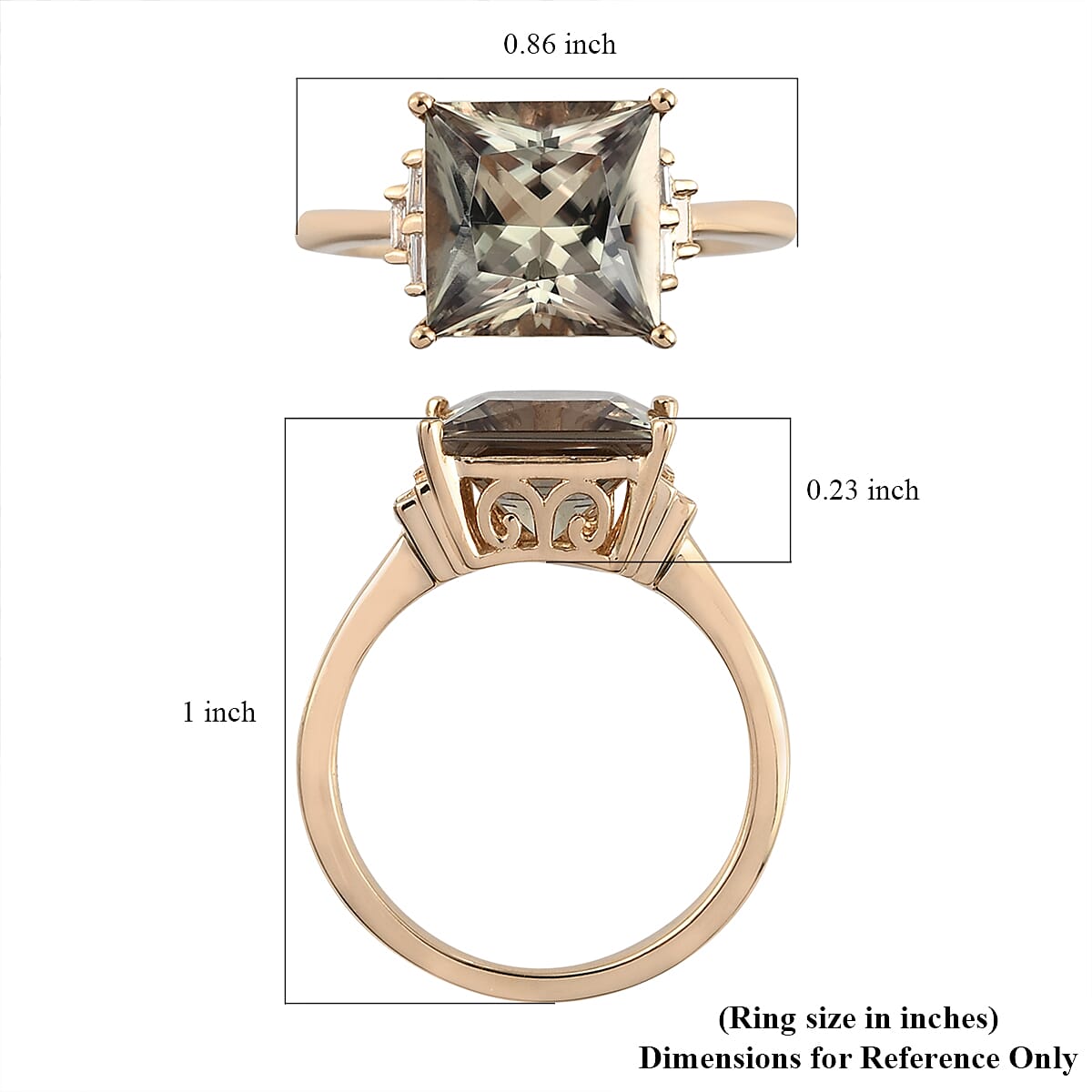 Iliana 18K Yellow Gold AAA Princess Cut Turkizite and G-H SI Diamond Ring (Size 7.0) 3.60 Grams 4.00 ctw image number 5