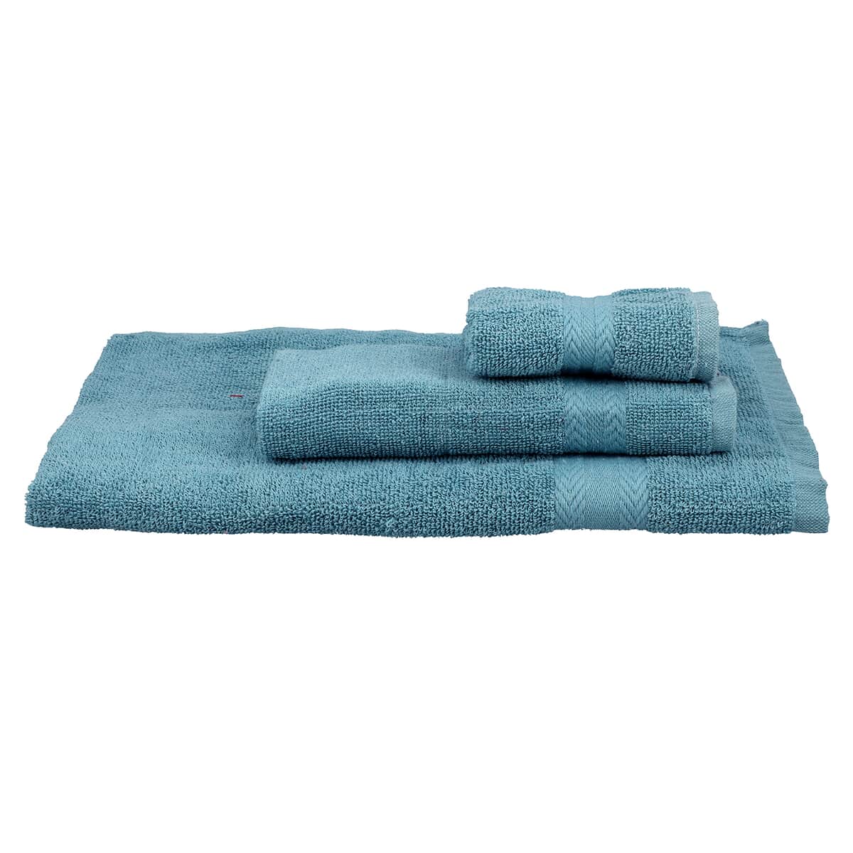 "3 Pc Cotton Towel Set (1 Bath Towel 47x28 in, 1 Hand Towel 20x12 in and 1 Face towel 12x12 inches) COLOR: Mint " image number 0