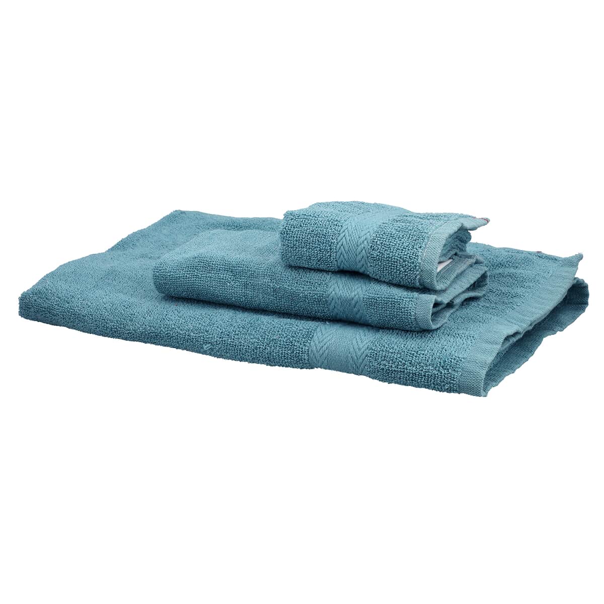 "3 Pc Cotton Towel Set (1 Bath Towel 47x28 in, 1 Hand Towel 20x12 in and 1 Face towel 12x12 inches) COLOR: Mint " image number 6