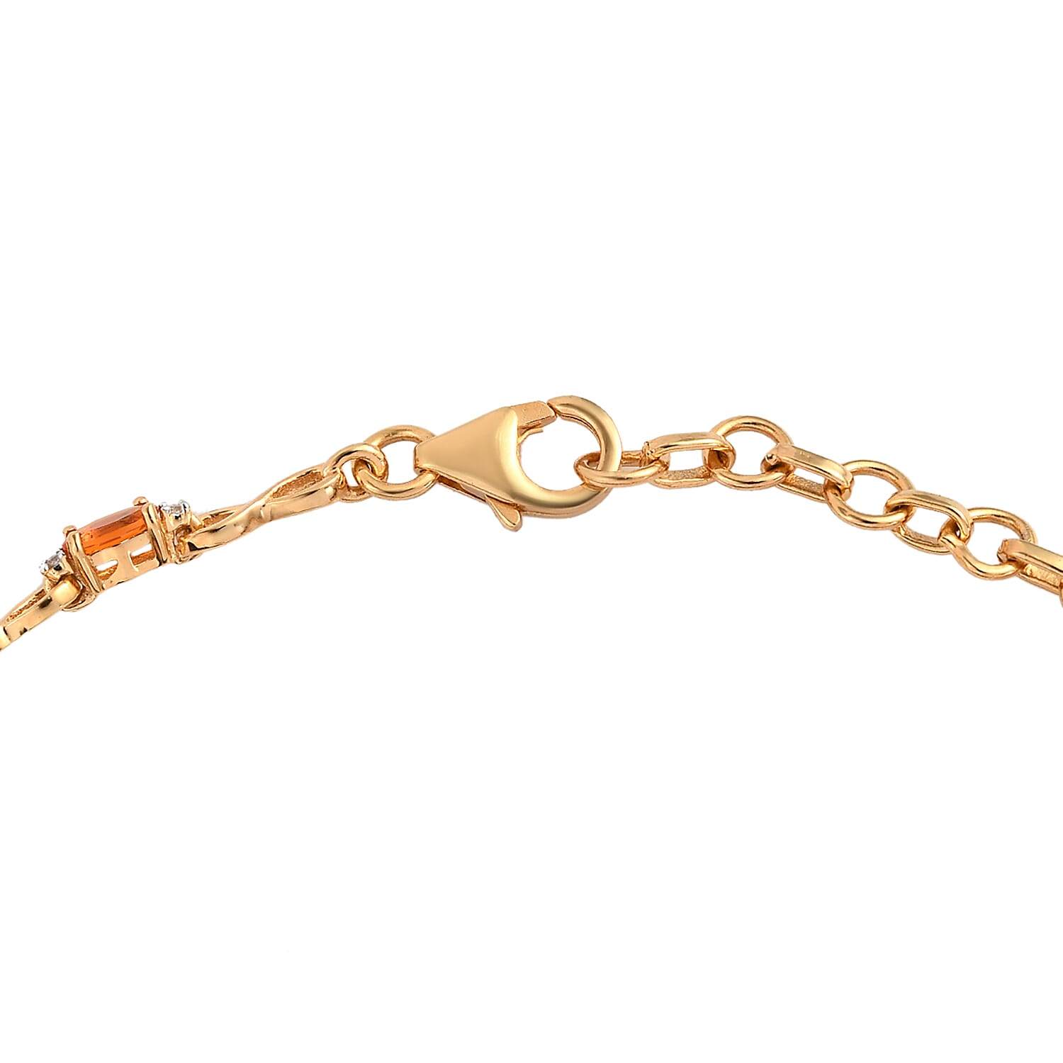 Salamanca Fire Opal and Natural White Zircon Infinity Link Bracelet in Vermeil Yellow Gold Over Sterling Silver (6.50 In) 1.50 ctw