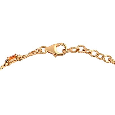 Salamanca Fire Opal and Natural White Zircon Infinity Link Bracelet in Vermeil Yellow Gold Over Sterling Silver (6.50 In) 1.50 ctw