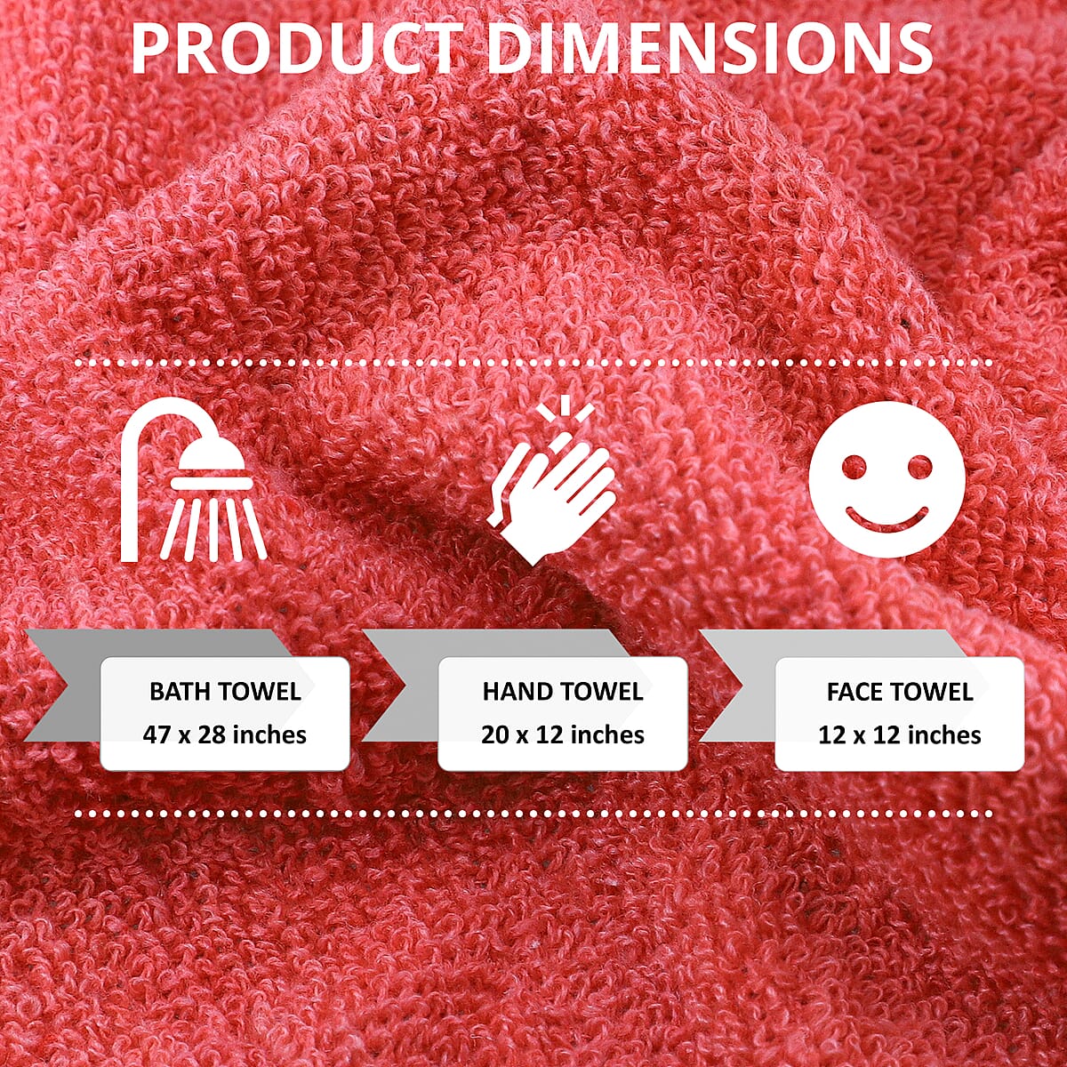 Coral 3 Pc Cotton Towel Set - 1 Bath Towel, 1 Hand Towel and 1 Face Towel image number 4