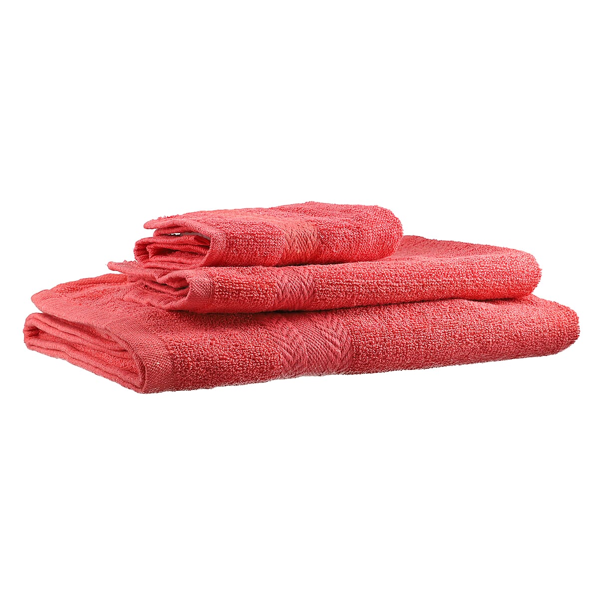 Coral 3 Pc Cotton Towel Set - 1 Bath Towel, 1 Hand Towel and 1 Face Towel image number 6