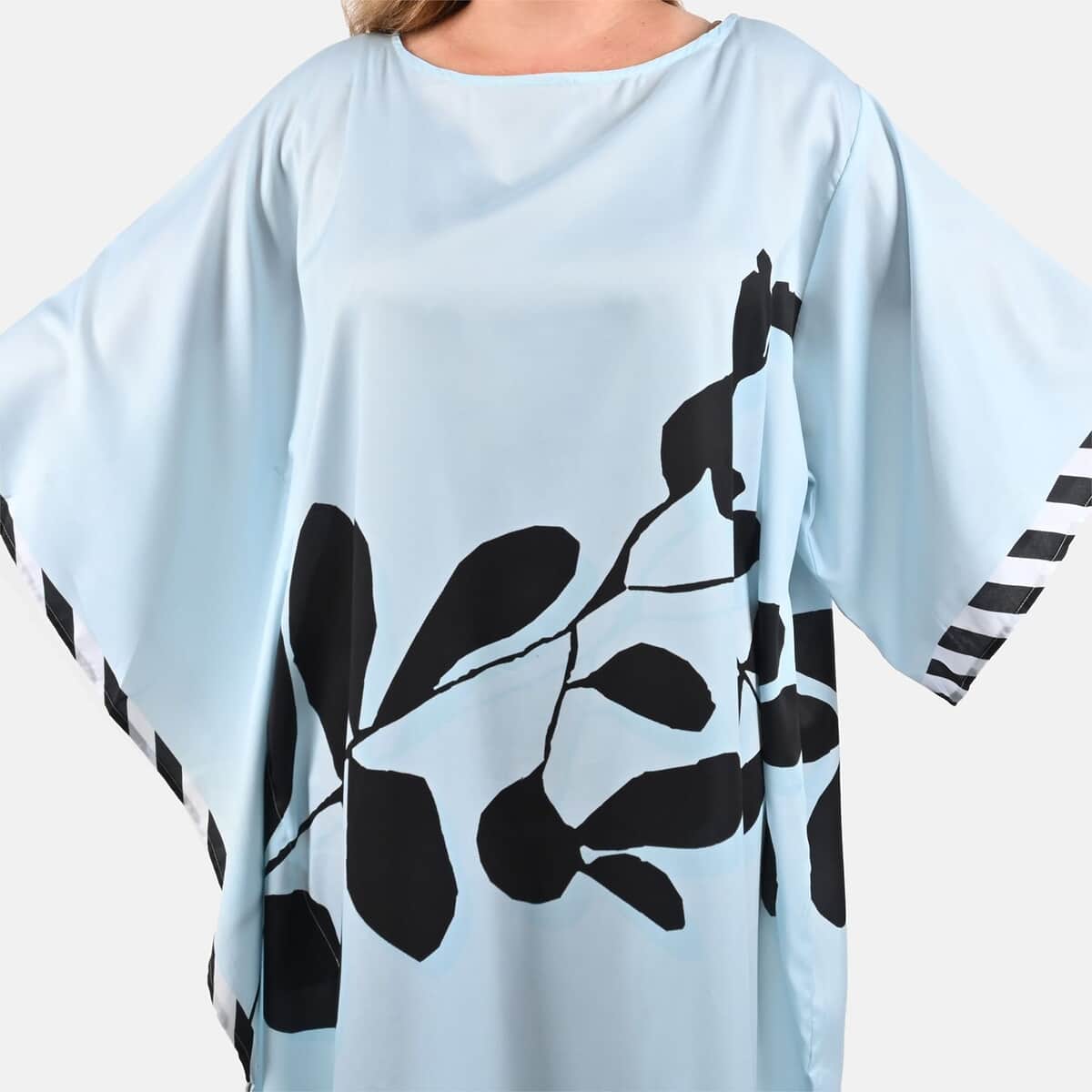 TAMSY Mint Leaf Asymmetrical Kaftan - One Size Fits Most image number 4