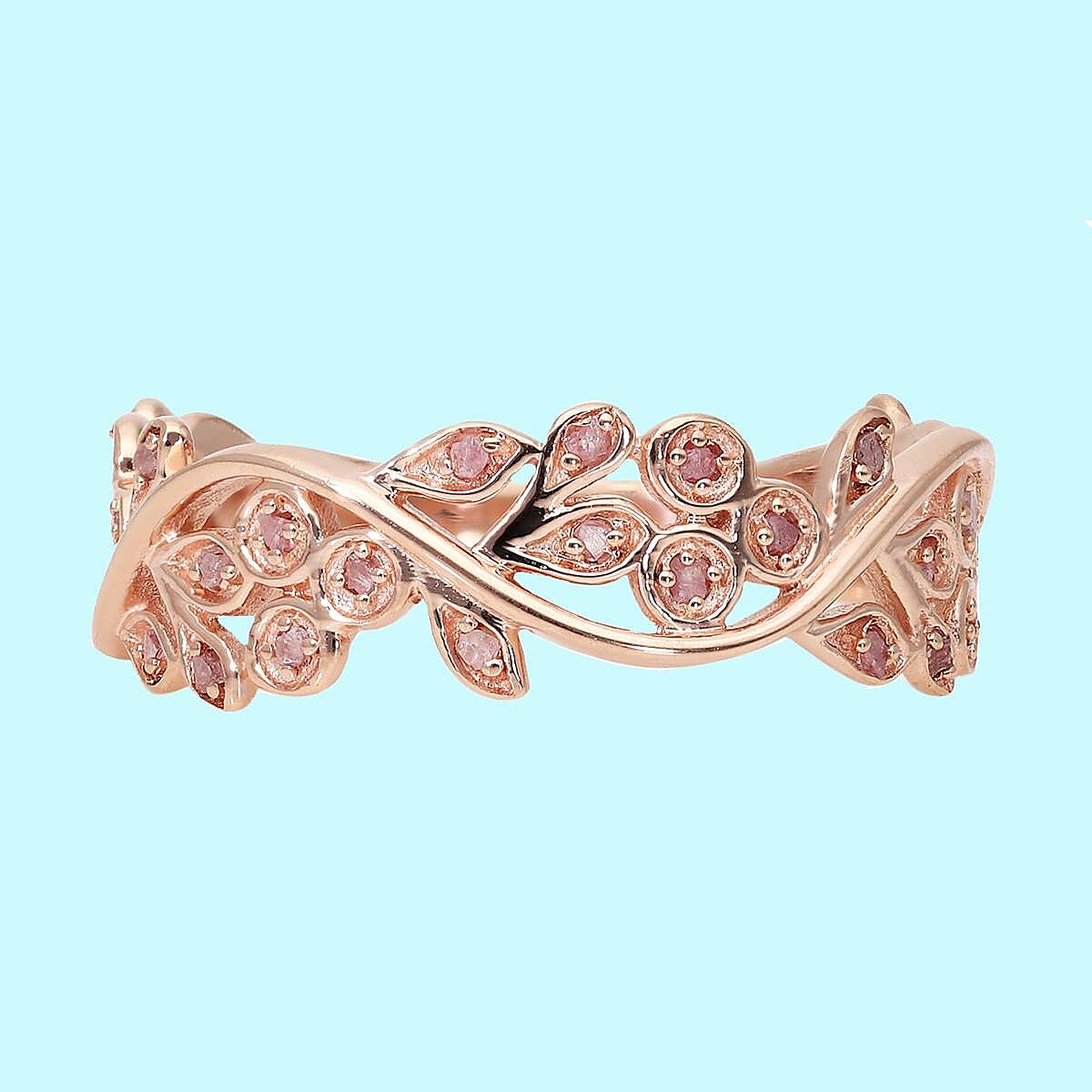 Pink Diamond Ring in Vermeil RG Sterling Silver 0.25 ctw