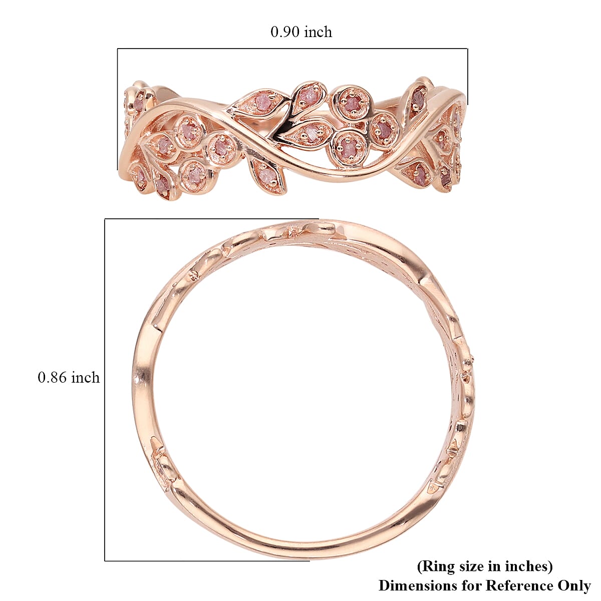 Pink Diamond Ring in Vermeil RG Sterling Silver 0.25 ctw