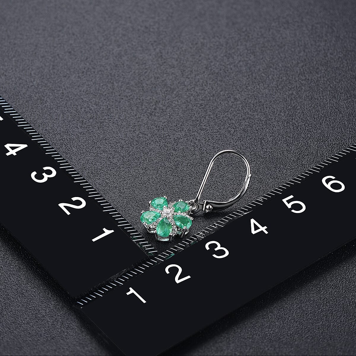 AAA Kagem Zambian Emerald and White Zircon 1.57 ctw Earrings in Rhodium Over Sterling Silver