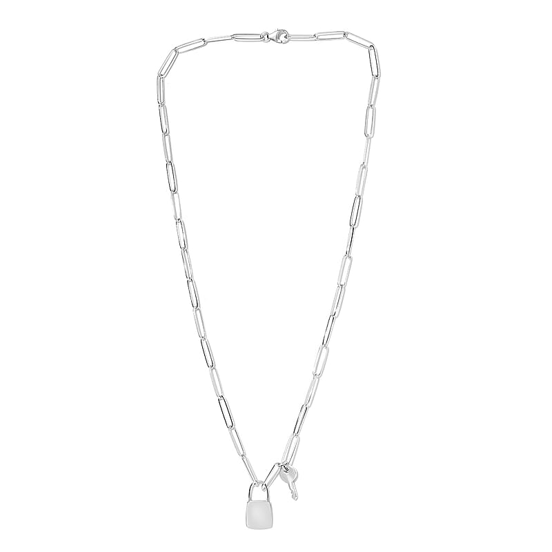 Platinum Over Sterling Silver Fancy Necklace 20 Inches 7.50 Grams