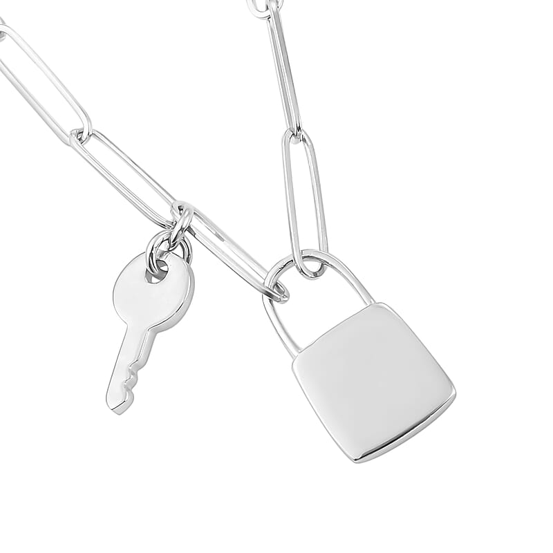 Platinum Over Sterling Silver Fancy Necklace 20 Inches 7.50 Grams