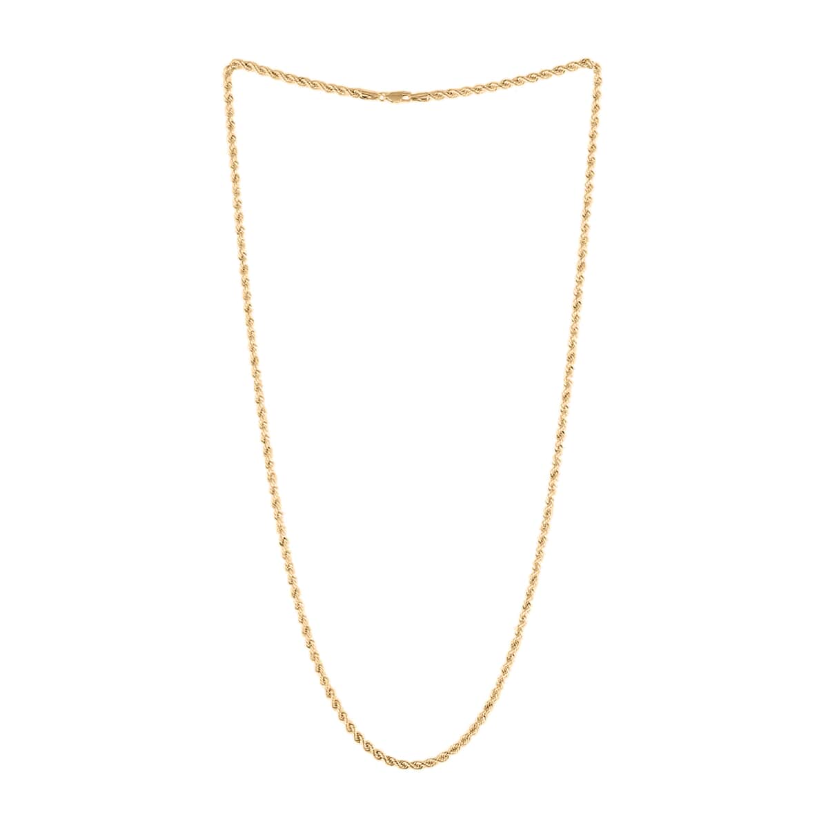 Italian 10K Yellow Gold 3.8mm Rope Necklace 24 Inches 8 Grams image number 2