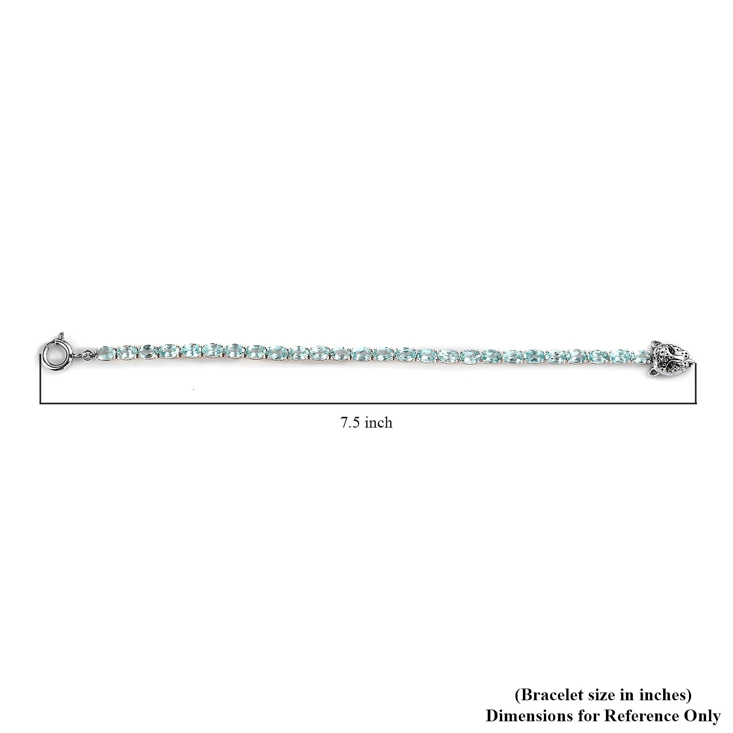 Madagascar Paraiba Apatite and Thai Black Spinel Tennis Bracelet in Platinum Over Sterling Silver (7.25 In) 9.35 Grams 13.15 ctw