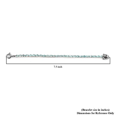 Madagascar Paraiba Apatite and Thai Black Spinel Tennis Bracelet in Platinum Over Sterling Silver (7.25 In) 9.35 Grams 13.15 ctw