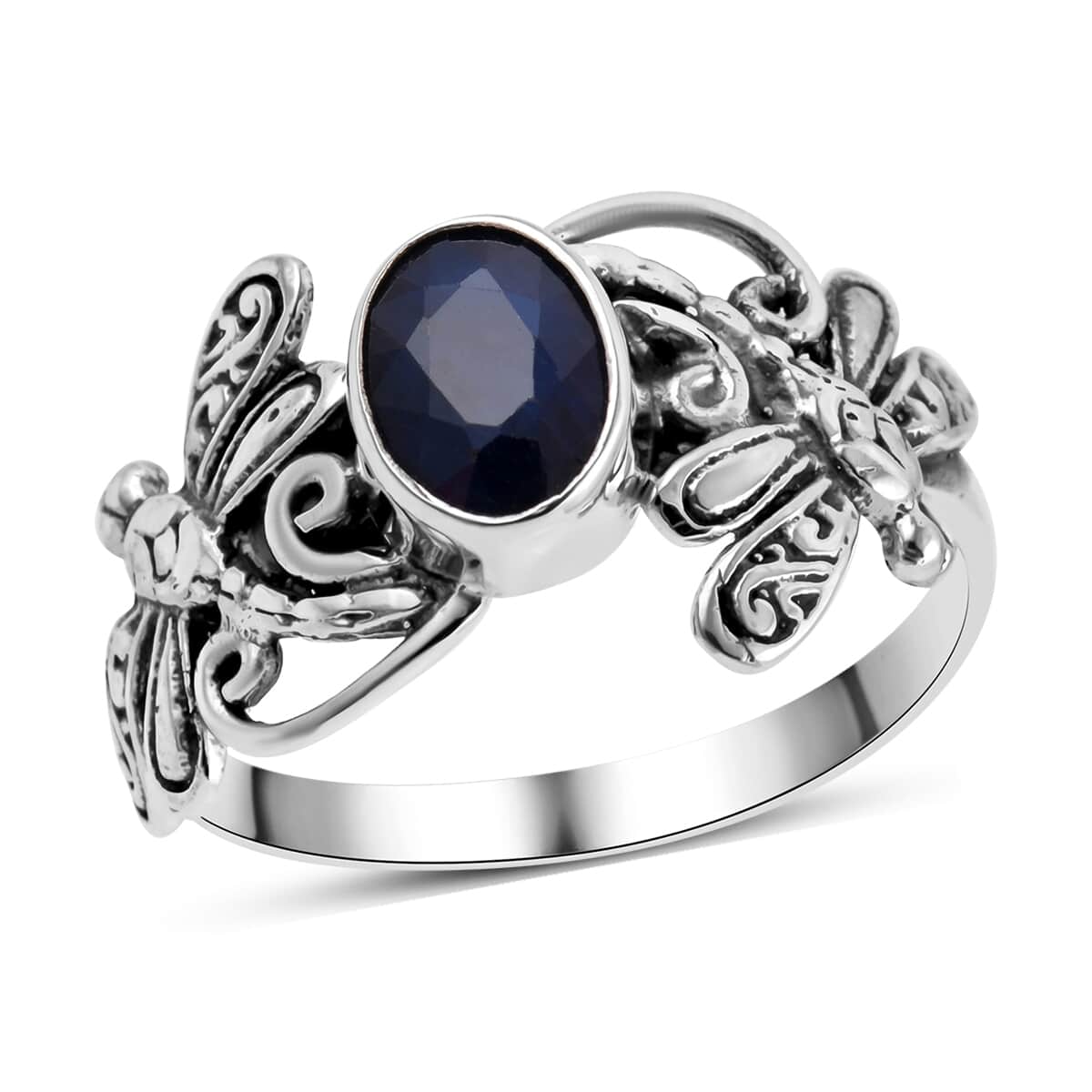 BALI LEGACY Diffused Blue Sapphire Dragonfly Ring in Sterling Silver 1.25 ctw image number 0