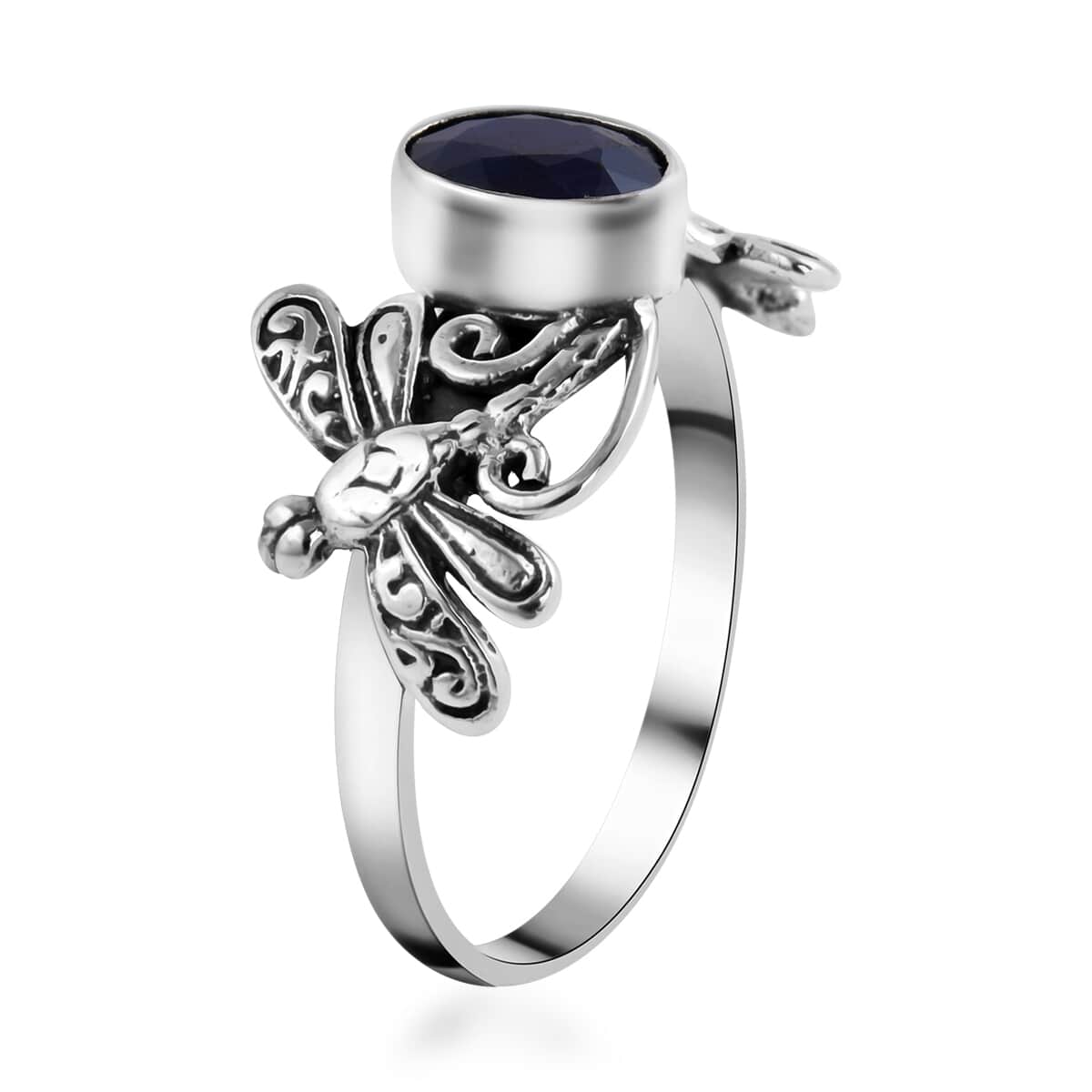 BALI LEGACY Diffused Blue Sapphire Dragonfly Ring in Sterling Silver 1.25 ctw image number 3